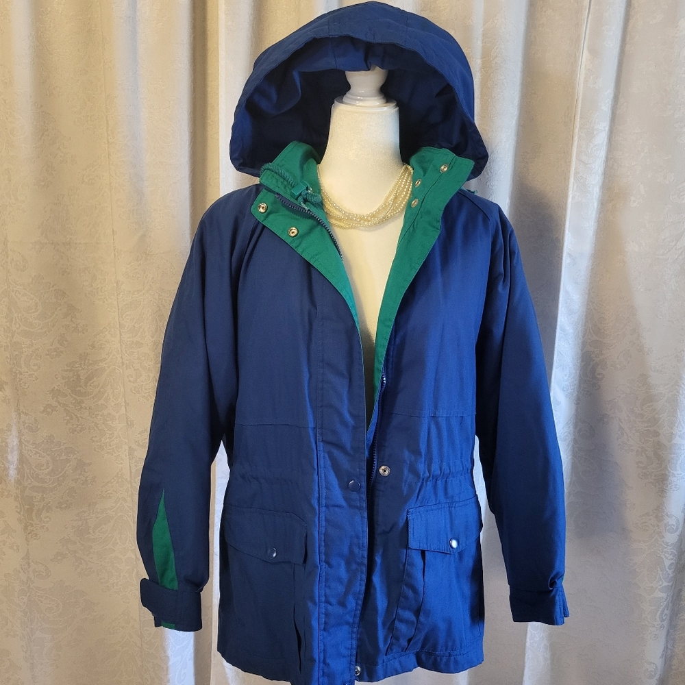 London Fog Women Hooded Jacket, Coat  Size M, Blue, Ski, Outerwear